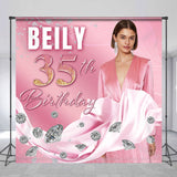 Allenjoy Personalized Diamonds Pink Texture Birthday Backdrop