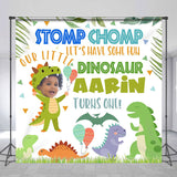 Allenjoy Personalized Dinosaurs Leaves 1St Boy Birthday Backdrop