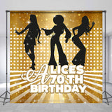 Allenjoy Personalized Disco Gold Glitter 70Th Birthday Backdrop