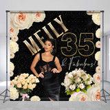 Allenjoy Personalized Elegant Floral 35Th Birthday Backdrop