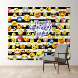 Allenjoy Personalized Emoji Funny Birthday Party Backdrop