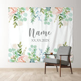 Allenjoy Personalized Eucalyptus Floral Wedding Backdrop