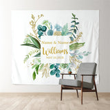 Allenjoy Personalized Eucalyptus Wedding Backdrop