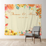 Allenjoy Personalized Fall Pumpkin Floral Wedding Backdrop