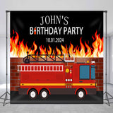 Allenjoy Personalized Firetruck Boys Happy Birthday Backdrop