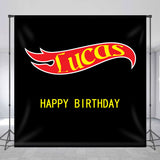 Allenjoy Personalized Flames Black Happy Birthday Backdrop