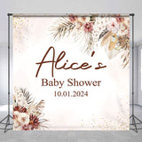 Allenjoy Personalized Floral Leaves Baby Shower Backdrop