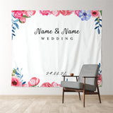 Allenjoy Personalized Floral Photo Booth Wedding Backdrop