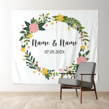 Allenjoy Personalized Floral Wedding Photo Backdrop Banner