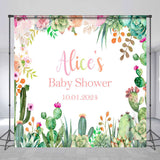 Allenjoy Personalized Flower Cactus Baby Shower Backdrop