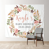 Allenjoy Personalized Flowers Baby Shower Backdrop Banner