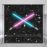 Allenjoy Personalized Galaxy Blue Pink Birthday Backdrop