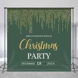 Allenjoy Personalized Glitter Green Christmas Party Backdrop