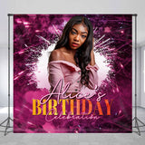 Allenjoy Personalized Glitter Pink Spark Birthday Backdrop