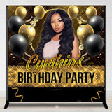 Allenjoy Personalized Gold Black Birthday Backdrop With Photo