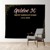 Allenjoy Personalized Gold Confetti Birthday Backdrop Banner