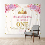 Allenjoy Personalized Gold Floral Girl Birthday Backdrop