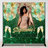 Allenjoy Personalized Gold Green Birthday Backdrop With Photo