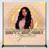 Allenjoy Personalized Gold Nude Birthday Backdrop With Photo