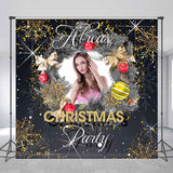 Allenjoy Personalized Gold Snowflake Christmas Party Backdrop