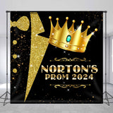 Allenjoy Personalized Golden Crown Glitter Backdrop Prom