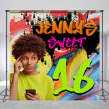 Allenjoy Personalized Graffiti Wall Sweet 16 Birthday Backdrop