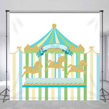 Allenjoy Personalized Green Gold Carousel Birthday Backdrop