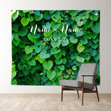 Allenjoy Personalized Green Leaves Wedding Backdrop