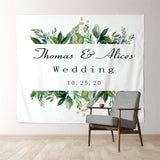 Allenjoy Personalized Greenery Banner Wedding Reception Backdrop