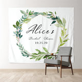 Allenjoy Personalized Greenery Wreath Theme Wedding Backdrop