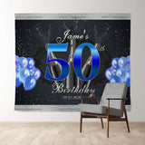 Allenjoy Personalized Grey Champagne 50Th Birthday Backdrop