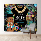 Allenjoy Personalized Hip Hop Graffiti Baby Shower Backdrop