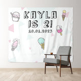 Allenjoy Personalized Ice Cream Birthday Backdrop Banner