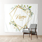 Allenjoy Personalized Ivory Floral Wedding Backdrop