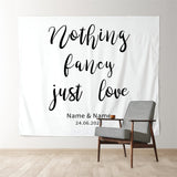 Allenjoy Personalized Just Love White Wedding Backdrop Banner