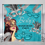 Allenjoy Personalized Lake Blue Masquerade Party Backdrop