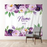 Allenjoy Personalized Lavender Floral Wedding Backdrop