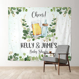 Allenjoy Personalized Leaves Beer Bottle Baby Shower Backdrop