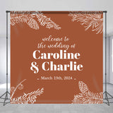 Allenjoy Personalized Leaves Pinecone Brown Wedding Backdrop