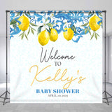 Allenjoy Personalized Lemon White Flower Baby Shower Backdrop