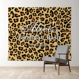 Allenjoy Personalized Leopard Brown Birthday Bash Backdrop