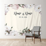 Allenjoy Personalized Light Pink Floral Wedding Backdrop