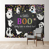 Allenjoy Personalized Little Boo Black Gender Reveal Backdrop