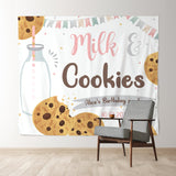 Allenjoy Personalized Milk Cookies White Birthday Backdrop