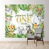 Allenjoy Personalized Monstera Animals 1St Birthday Backdrop