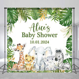 Allenjoy Personalized Monstera Animals Baby Shower Backdrop