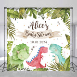 Allenjoy Personalized Monsteras Dinosaurs Baby Shower Backdrop