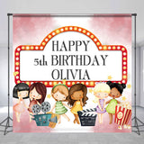 Allenjoy Personalized Movie Night Birthday Party Backdrop