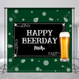 Allenjoy Personalized Name Beer Green Bokeh Birthday Backdrop