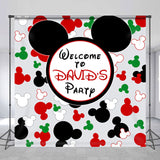 Allenjoy Personalized Name Cartoon Mouse Birthday Backdrop